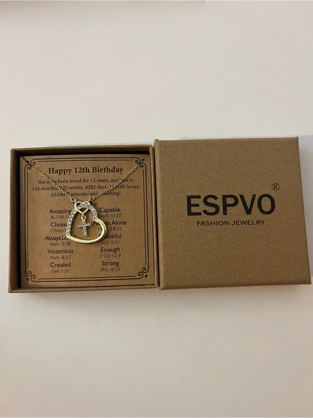ESPVO Gold Heart and Cross Pendant Necklace - Gold